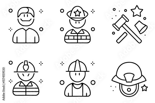 Professionals emblem collection featuring legal law enforcement and emergency service personnel symbols for diverse applications and graphic design projects