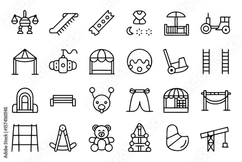 Comprehensive collection of playful outdoor recreation symbols for children s amusement areas perfect for app interfaces and digital content creation