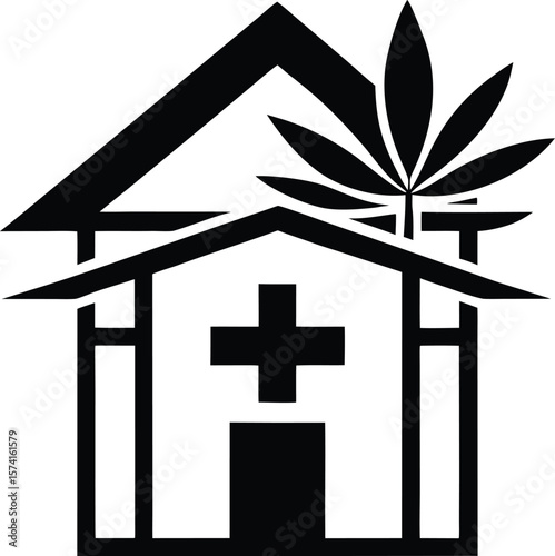 Traditional bamboo-built rural dispensary with a leaf roof