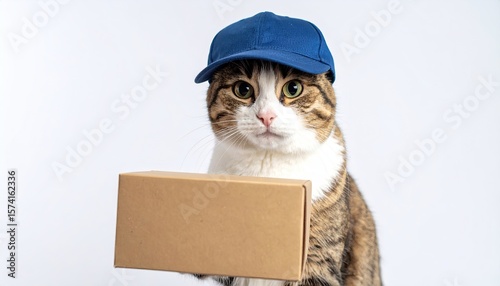 Cat delivering a package