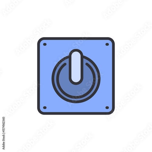 Colorful Power Symbol On A Square Button With Rounded Corners Design