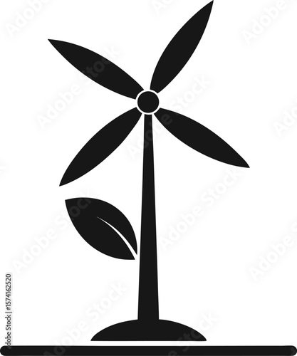 Wind Turbine Sprouting from Seed Green Energy Growth