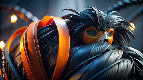 Intricate Mask: Cyberpunk Character Art 3D icon high quality resolution