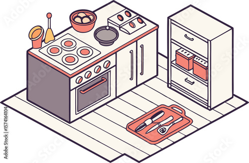 Cooking and Baking Design Featuring Kitchen and Culinary Elements. Artistic Cooking and Baking Design Showcasing Utensils and Food Preparation. Modern Cooking and Baking Design Highlighting Recipes