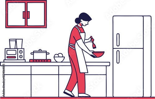 Cooking and Baking Design Featuring Kitchen and Culinary Elements. Artistic Cooking and Baking Design Showcasing Utensils and Food Preparation. Modern Cooking and Baking Design Highlighting Recipes