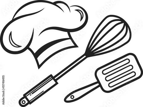Cooking and Baking Design Featuring Kitchen and Culinary Elements. Artistic Cooking and Baking Design Showcasing Utensils and Food Preparation. Modern Cooking and Baking Design Highlighting Recipes