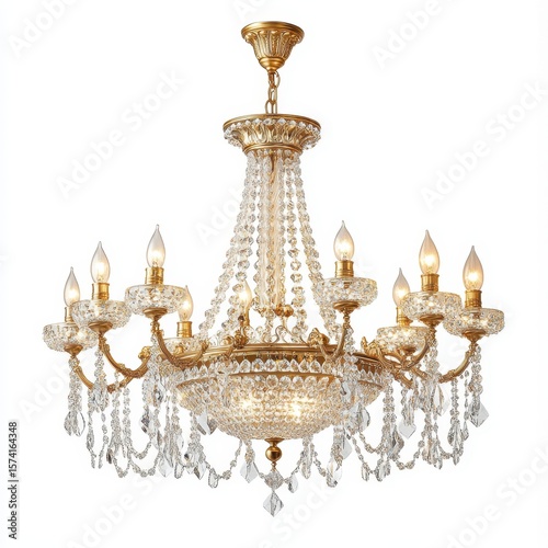 Elegant gold chandelier with crystal accents and candle style bulbs