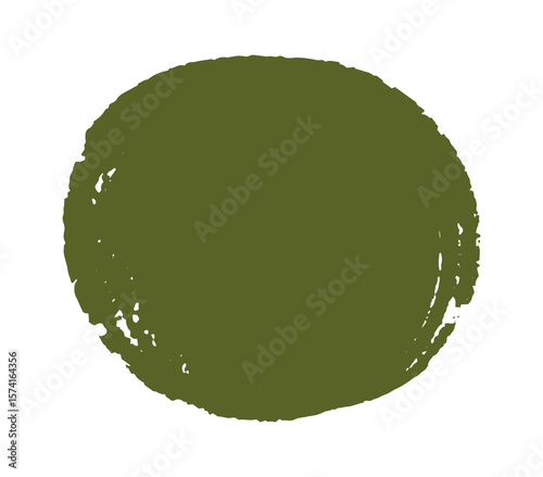 A textured olive green brush stroke in a circular shape. Ideal for eco-friendly branding and organic product labels.
