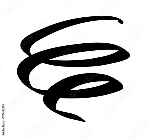 Hand-drawn doodle whirlwind icon simple cute sketch symbol of motion, energy, dynamics isolated on white background for journals and creative projects.