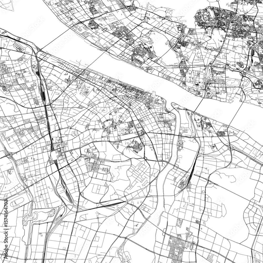 Naklejka premium 3D illustration of city and urban in Wuhan China