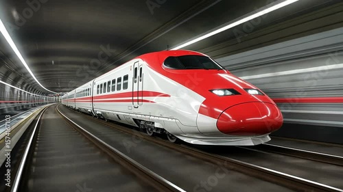 High Speed Train Journey Through Tunnel, Transportation Technology Innovation Concept, Futuristic