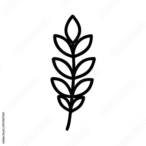 Minimalist Plant Branch Icon: Organic, Nature, Growth, and Botanical Element