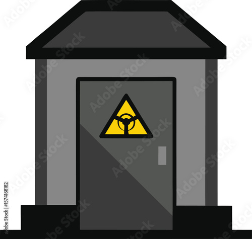Underground biohazard medical bunker with a hazard symbol