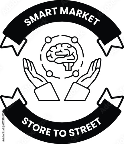 A black and white logo for a store called Smart Market