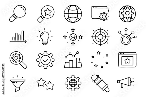 Customizable graphic representing search engine optimization strategies with clean lines and vibrant color accents for digital marketing campaigns