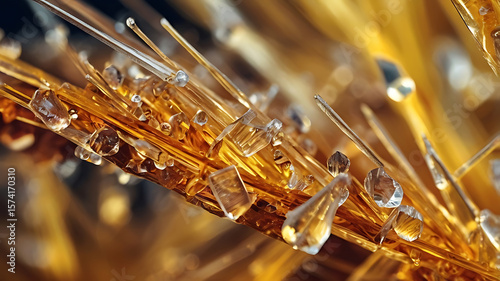 Microscopy of uric acid crystals in urine, sharp geometric structures, diagnostic lab texture, background banner for science, health, and clinical use