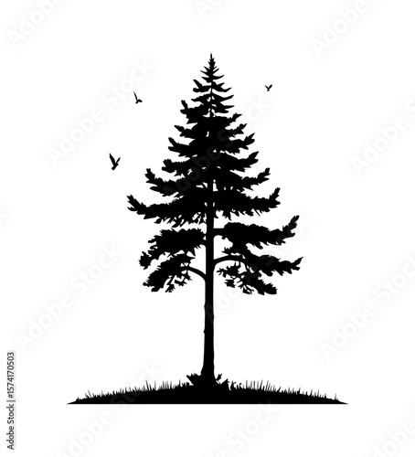 A versatile collection of vector silhouettes featuring isolated Christmas fir and pine trees, perfect for winter holiday designs