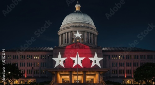 Oklahoma State Capitol Building Night Projection Stunning Architectural Display of Patriotism photo