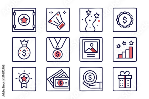 Collection of twelve editable outline graphics representing various skin care products treatments and wellness concepts suitable for digital or print applications