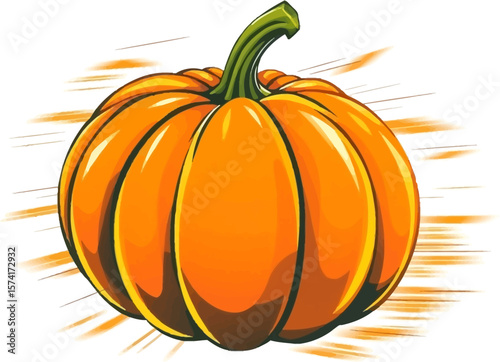  A vector illustration of a dynamic orange pumpkin