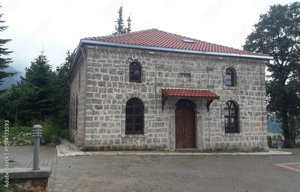 Fototapeta premium Historical mosque built of stone during the Ottoman period