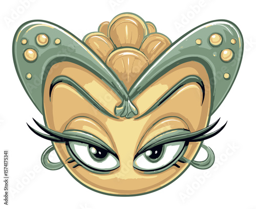 Hand-Drawn Vector Character with Unique Eyes and Stylish Hair Design