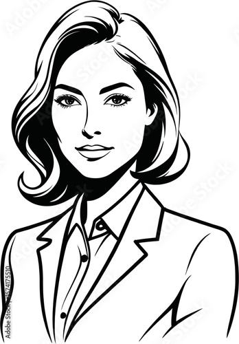 Young Beautiful Business Woman Executive doing a presentation. Flat vector illustration isolated