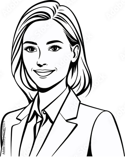 Young Beautiful Business Woman Executive doing a presentation. Flat vector illustration isolated