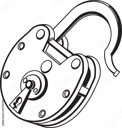 Lock icon minimalist design black and white vector illustration