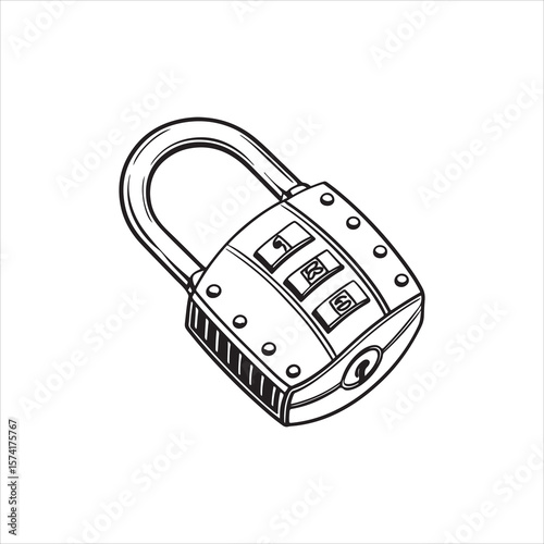 Lock icon minimalist design black and white vector illustration