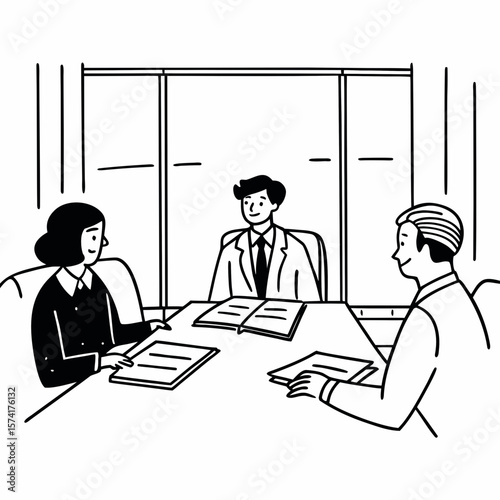 Real-estate agent reading terms of contract to clients