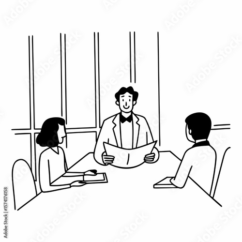 Real-estate agent reading terms of contract to clients
