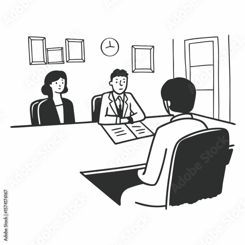Real-estate agent reading terms of contract to clients