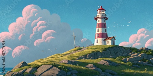 lighthouse on the coast of the sea