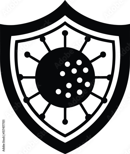 Virus cell caught in a shield-shaped net