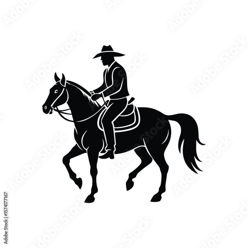Minimal Cowboy on Horseback icon vector illustration