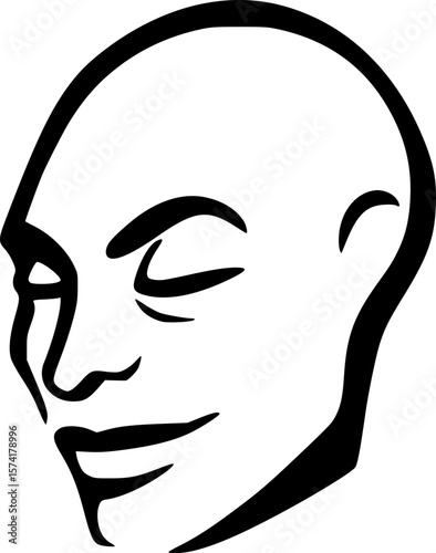 Smirking Bald Head Lineart Vector for Logo Design