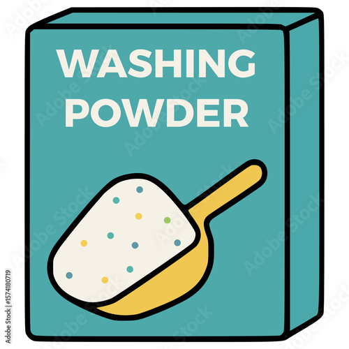 washing powder clen package flat color vector illustration template design