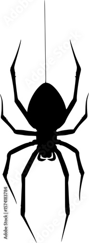 Hanging Spider with Web Halloween Vector Design