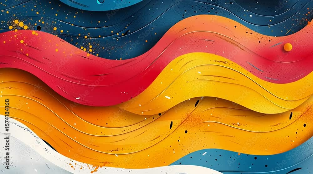 abstract colorful background with waves , flat abstract background illustration, flowing organic shapes, vibrant teal canvas, intersecting bold smooth curves in deep motion 