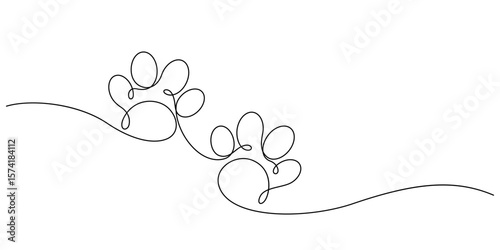 Wallpaper Mural animal paw footprint pet one line drawing continuous minimalism decorative Torontodigital.ca