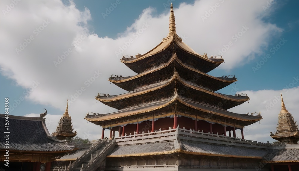Naklejka premium Ornate Temple With Golden Roof