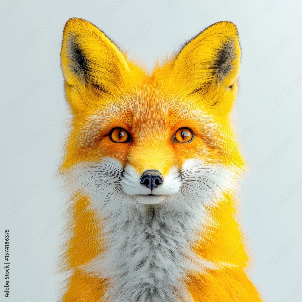 Obraz premium Vibrant fox portrait. Stylized, cute, and fluffy. Ideal for websites, prints, and social media.