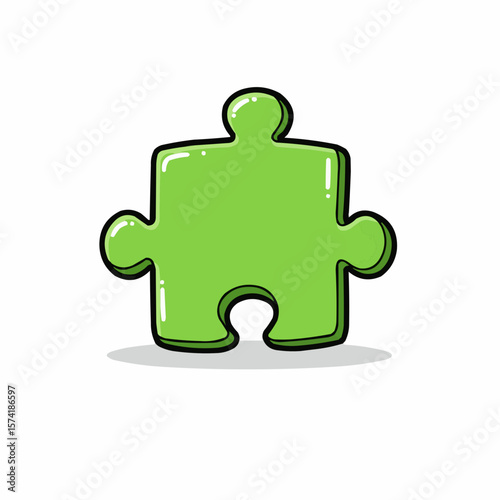 3d puzzle piece in green color