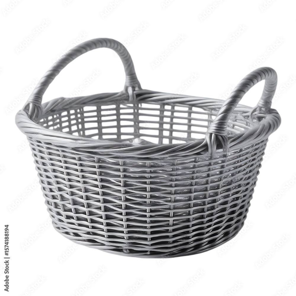 Fototapeta premium Silver Wicker Basket with Handles