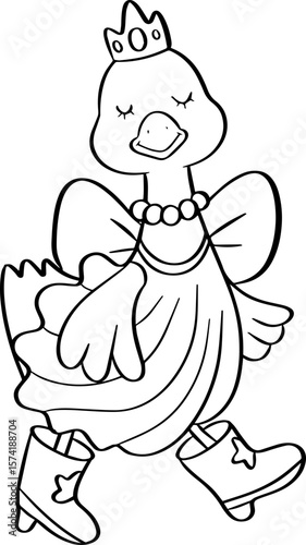 Princess goose Halloween costume Line Art