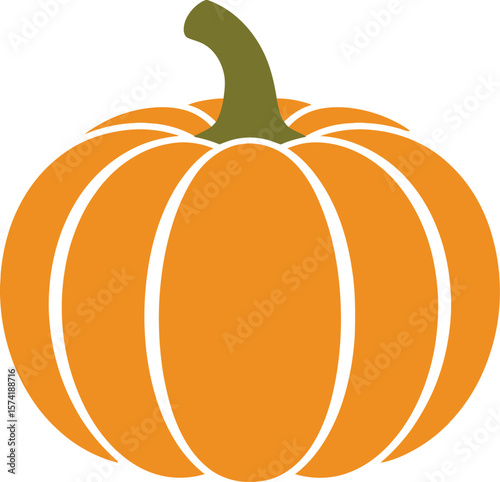 Vibrant Orange Pumpkin Illustration: Autumn Harvest & Halloween Season Symbol.