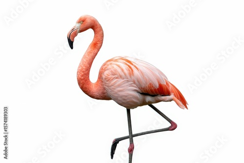 Pink flamingo isolated on white background