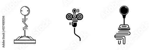 Silhouette pictograms of various interactive devices showcasing modern technology concepts