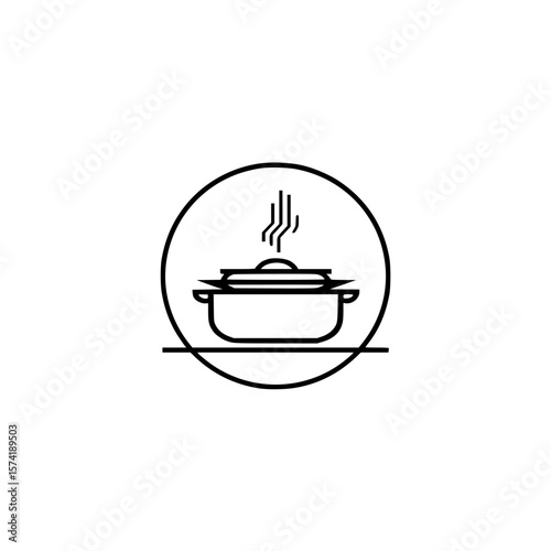 Silhouette pictogram depicting a pot with steam in isolated vector format suitable for various design projects